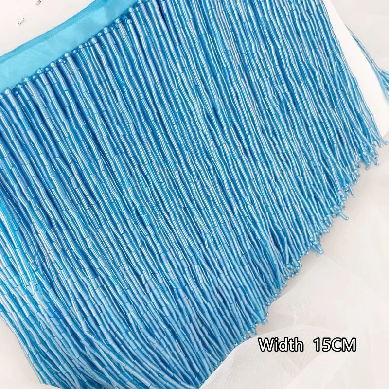 15CM Width 38 Colors Grey Blue Purple Tube Tassel Dress Accessories Lace Trim Wedding and Evening Dress Beaded Decoration RS3052