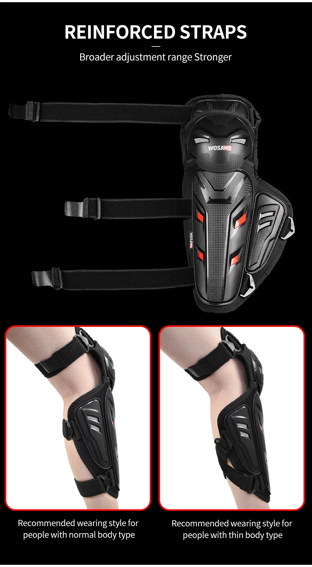 Motorcycle knee pad WOSAWE Knee Elbow Protective Pads Motorcycle Accessories Motocross Skating Protectors Riding Protective Gears