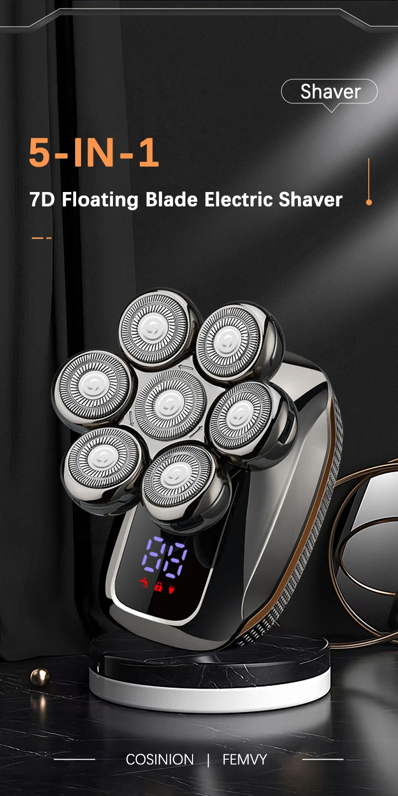 Elektrischer 5-in-1 Rasierer Für Herren Bart- Und Nasentrimmer_voghion.com