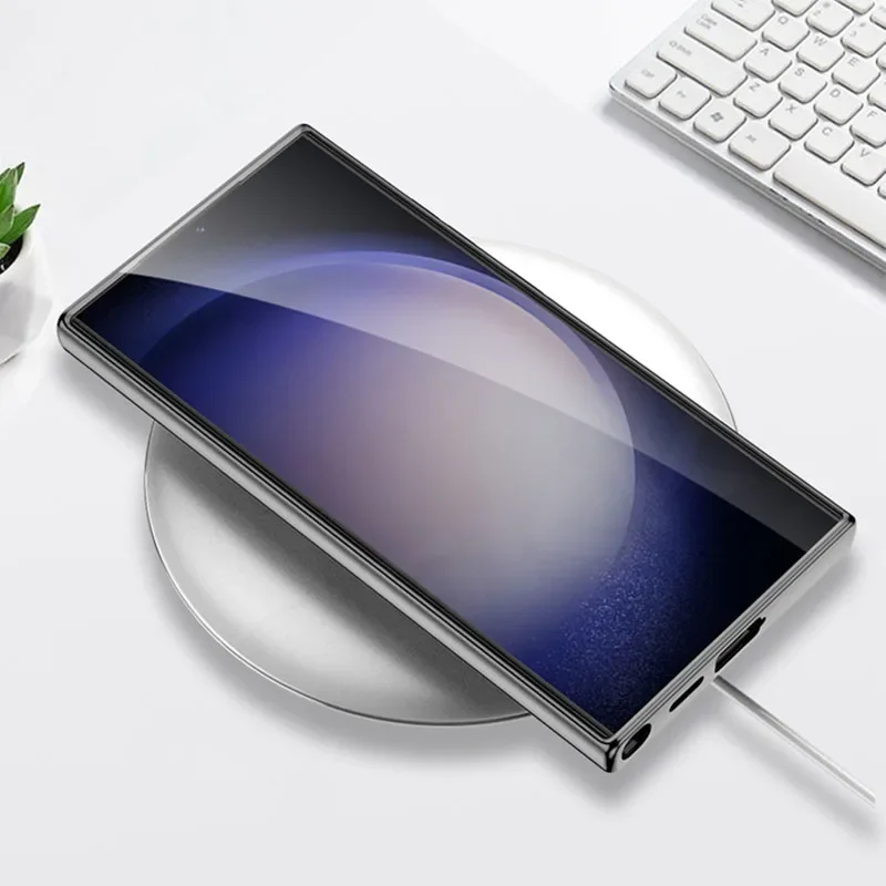 Leather Plating Soft Edge Case For Samsung Galaxy S24 Ultra Shockproof Camera Pr