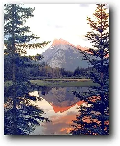 Wall Decor Reflection of a Mountain in Lake Banff National Park Alberta Canada Art Print Poster (16x20) | Дом и сад