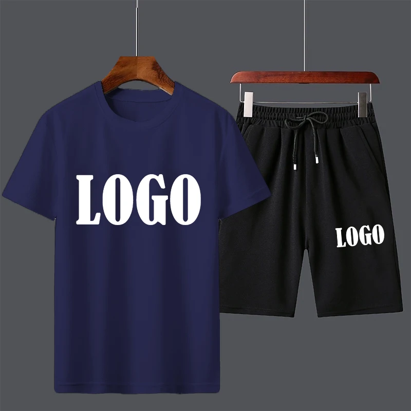 Customized Summer Trending Men Casual Suits Short Sleeve T-shirt+Shorts Sets Fashion Beach Two-piece Set 3
