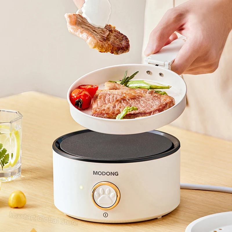 110V 220V Electric Cooking Pot 2L Foldable Multifunctional Electric Pan Hotpot Rice Cooker Non-stick Electric Skillet for Travel 4