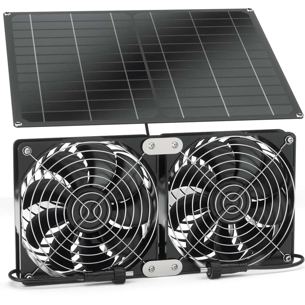 500W Solar Outdoor Powered Fan 12CM two IPX7 waterproof Diameter Ventilator Solar Exhaust Fan For Pet Poultry House Greenhouse