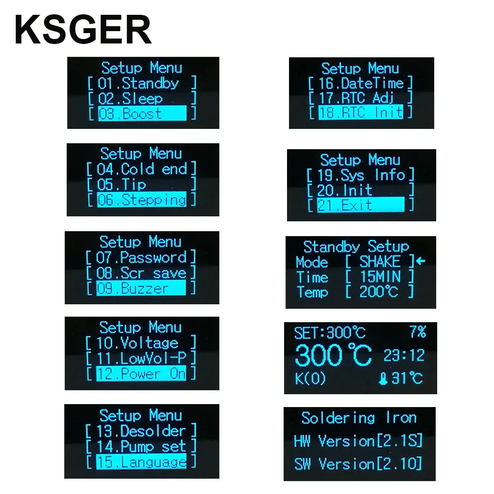 KSGER T12 Soldering Station STM32 OLED V2.1S Digital Electric Controller Aluminum Alloy DIY Kits Welding Tools T12 Iron Tips 2