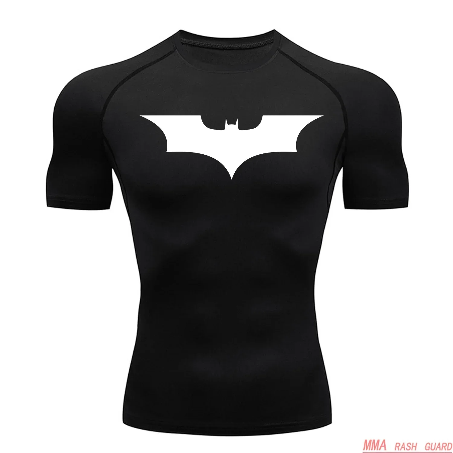 

Y2K Bat Super Hero Logo Gym Sports Tight T-shirt for Men Fitness Quick Dry Tees Short Sleeve Compression Bodybuilding Clothing