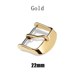 Solid Stainless Steel Watchband Buckle - Spare Watch Strap Clasp Accessory - 22mm (Gold)