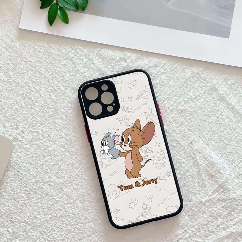 Custodia Per Telefono Toms E J-Jerrys Per Iphone 13 12 15Promax 11 14 Pro Max Mini 8 7 Plus Se2020 Xs Max X Xr Cover Nera Opaca