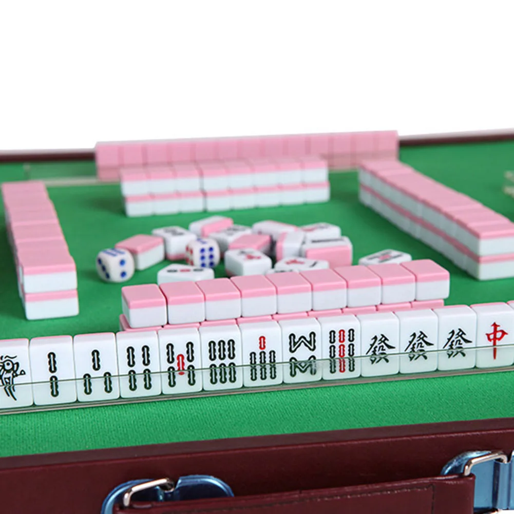 Portable Mini Mahjong Set Fall-Resistant  Logical Thinking Exercise Puzzle Board Game Chess and Cards Gift for Friends Family 3