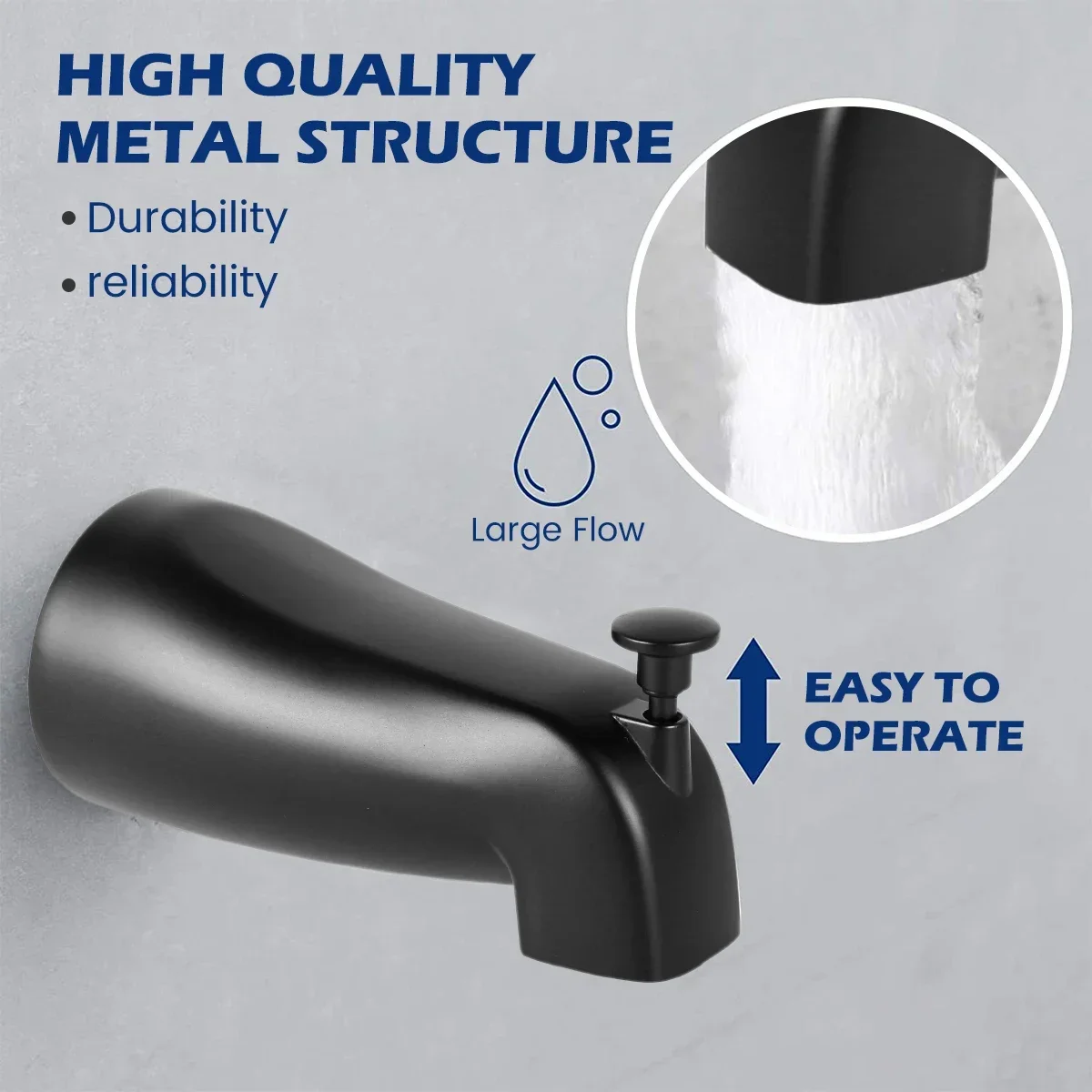 Bathtub Spout with Diverter Slip Fit Zinc Alloy Bathtub Faucet Replacement Easy Installation Tub Spout Home Hotel Bathroom 4