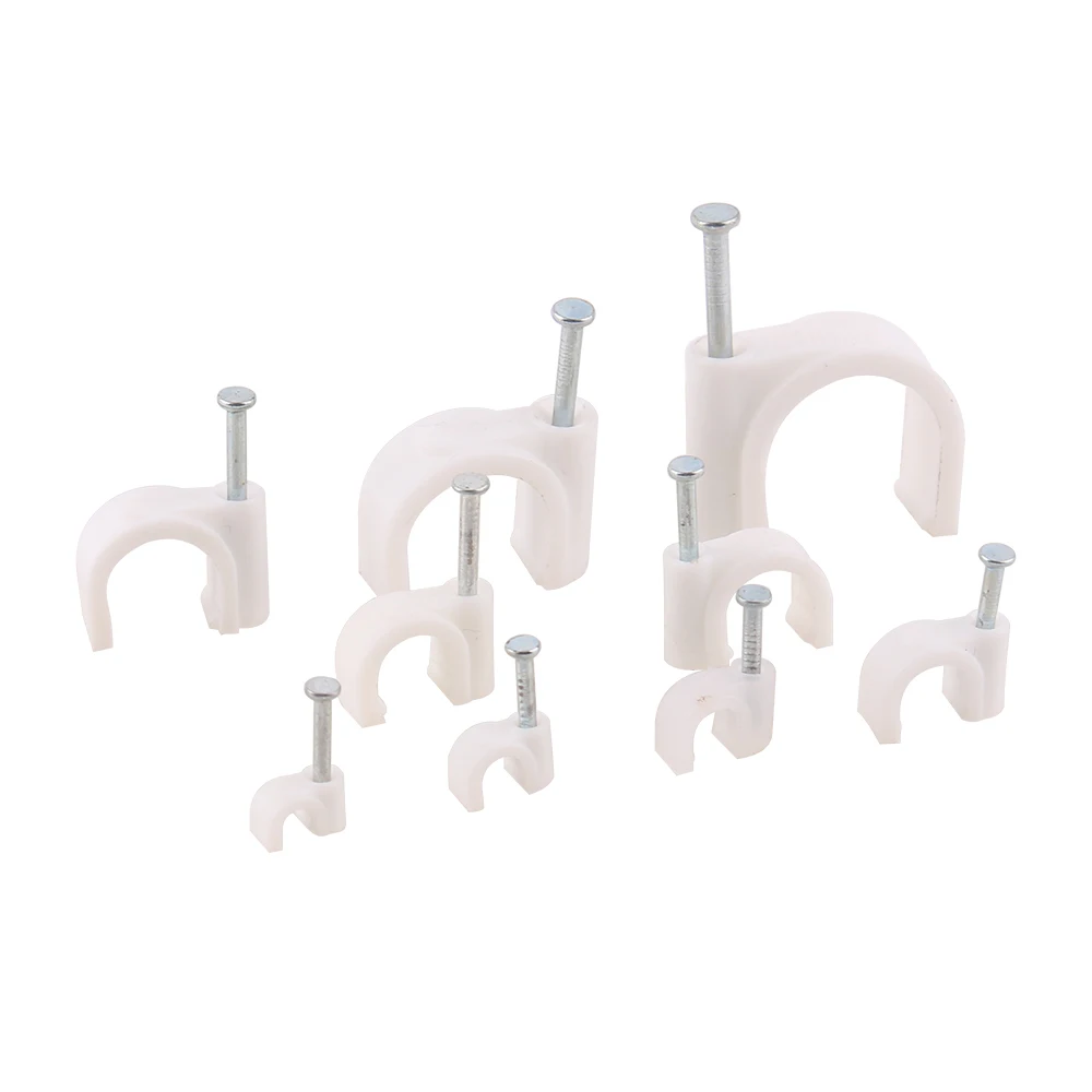 4mm 5mm 6mm 8mm Circle Path Circle cable clips cable nail wire clips 100PCS/bag 10mm 12mm 16mm Round white Y4 Y6 Y12 cable clip