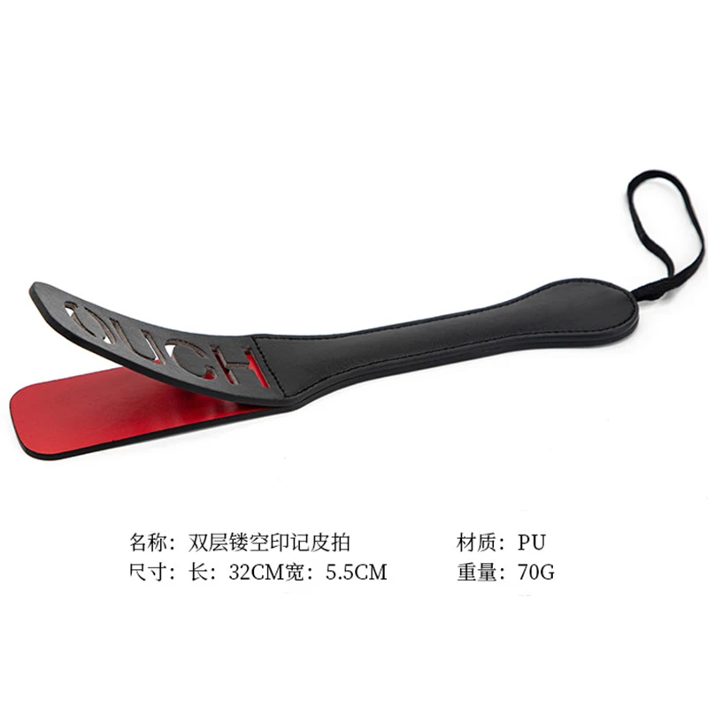 32cm PU Leather Flog Spank Hollowed out Double-Deck Paddle Horse Whip for Horse Training，Cosplay 6