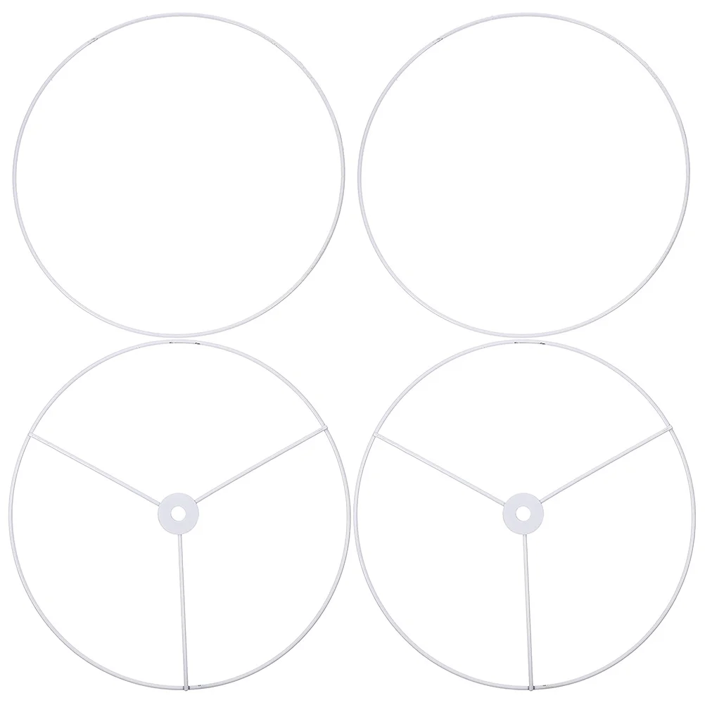 

2 Sets Lamp Shades Lampshade Holder Frame Ring Pendant Light Frames Wooden Round Iron Wire Shelf White Child