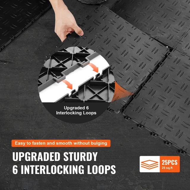 SucceBuy Garage Tiles Interlocking 12in 25/50Pcs Garage Floor Covering Tiles Non-Slip Double-Sided Texture