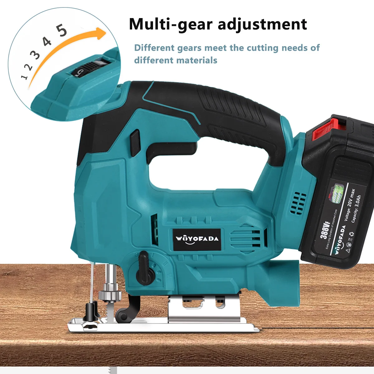 Jig Saw 20V Cordless Jigsaw for Woodworking with 4 Orbital Settings 2700  SPM 10-Piece T-shank Blade Set 2.0 Ah Battery - AliExpress