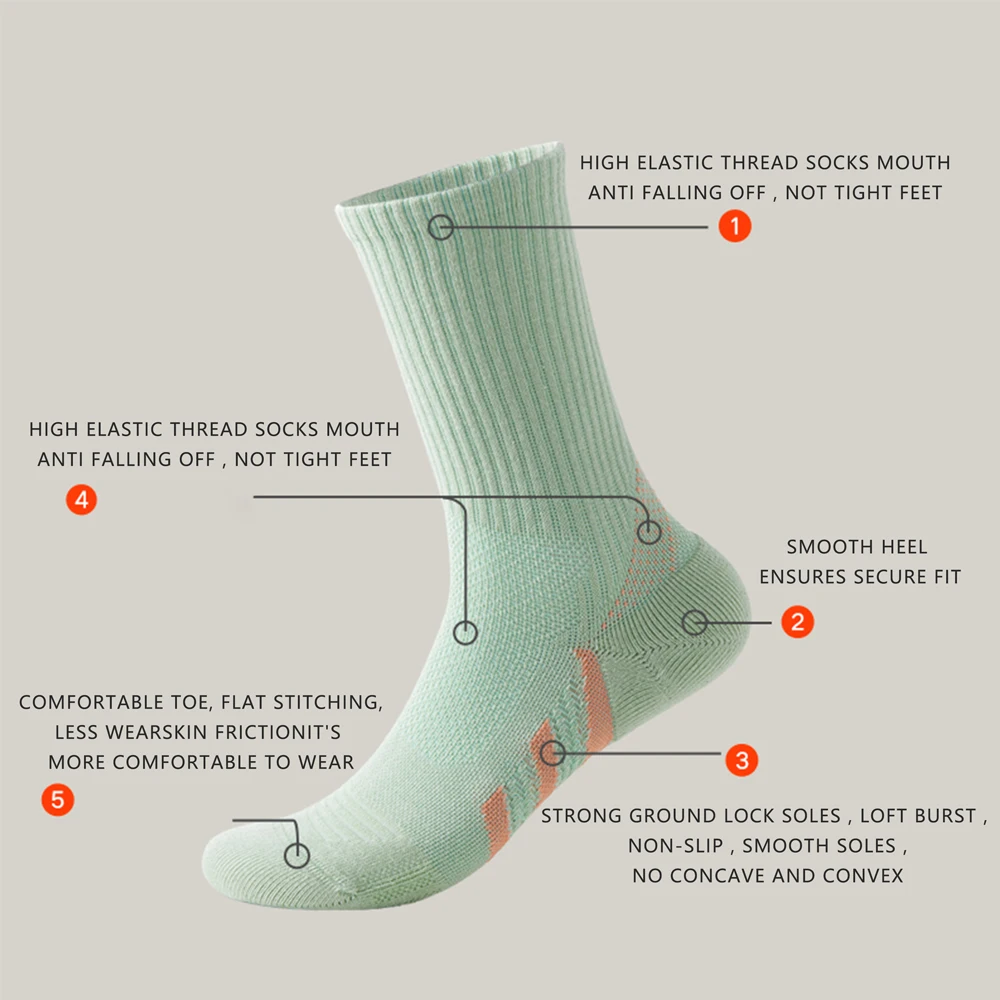 Arch Support Mid-Calf Socks Badminton/Tennis/Fitness Shock Absorbing Performance 1/2Pairs