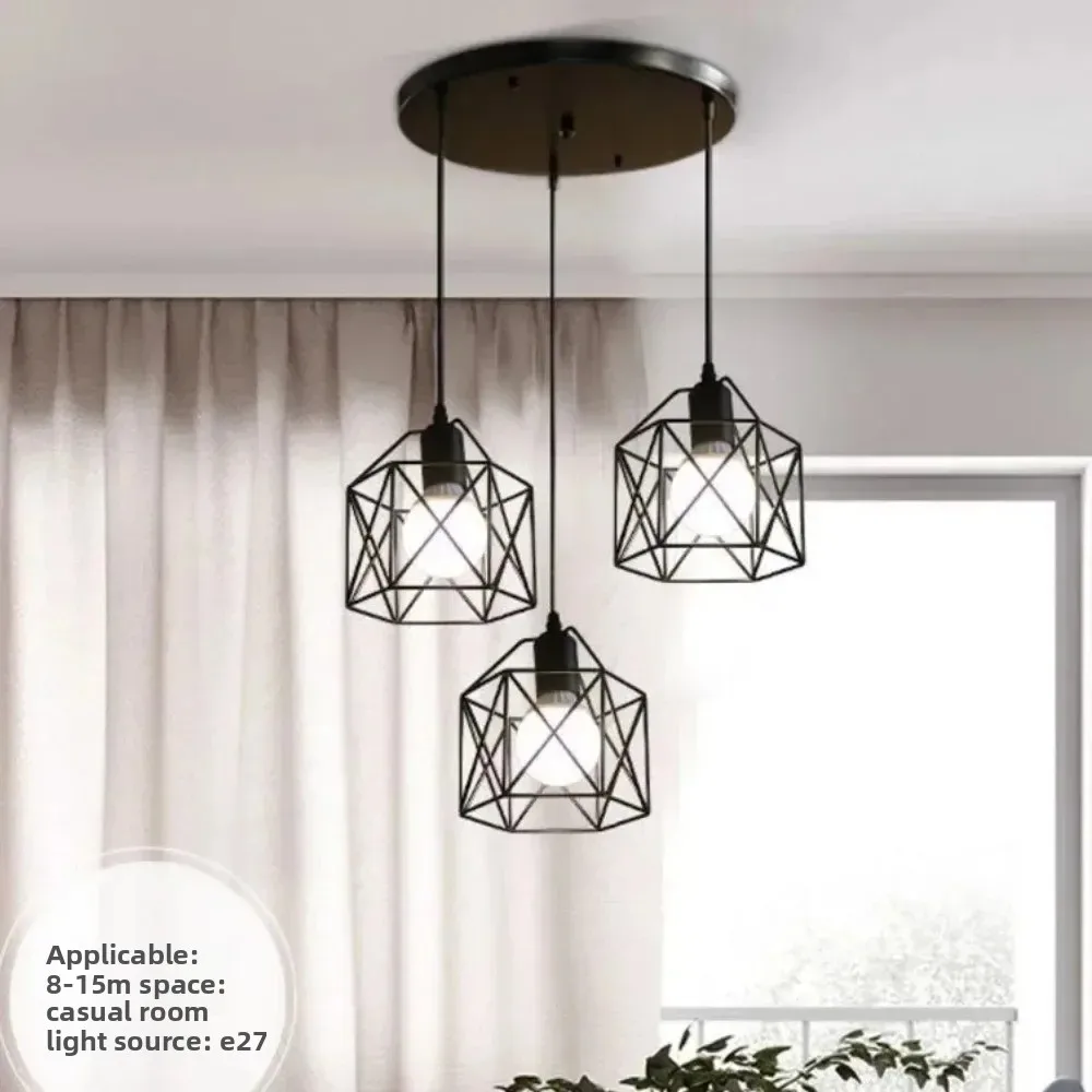 Vintage Industrial Pendant Light Led Modern Hanging Lamp for Ceiling Light Fixture Metal Cage Kitchen Island Living Room