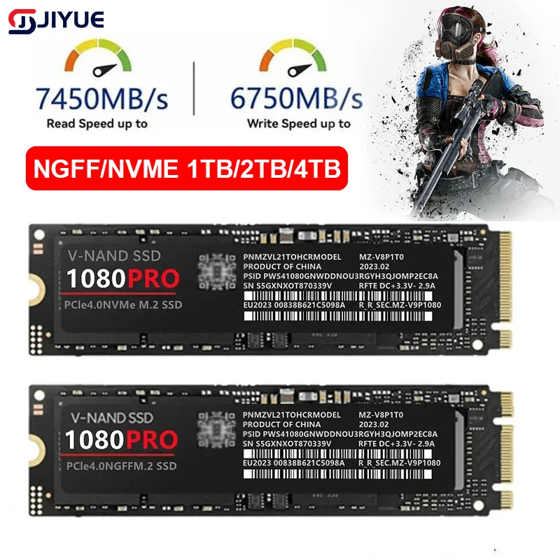 데스크탑 PS5 게이밍 PC용 오리지널 내장 하드 드라이브, 솔리드 스테이트 하드 디스크, NVME 2.0 Pcie 4TB NGFF M.2 SSD 게임, 1080PRO