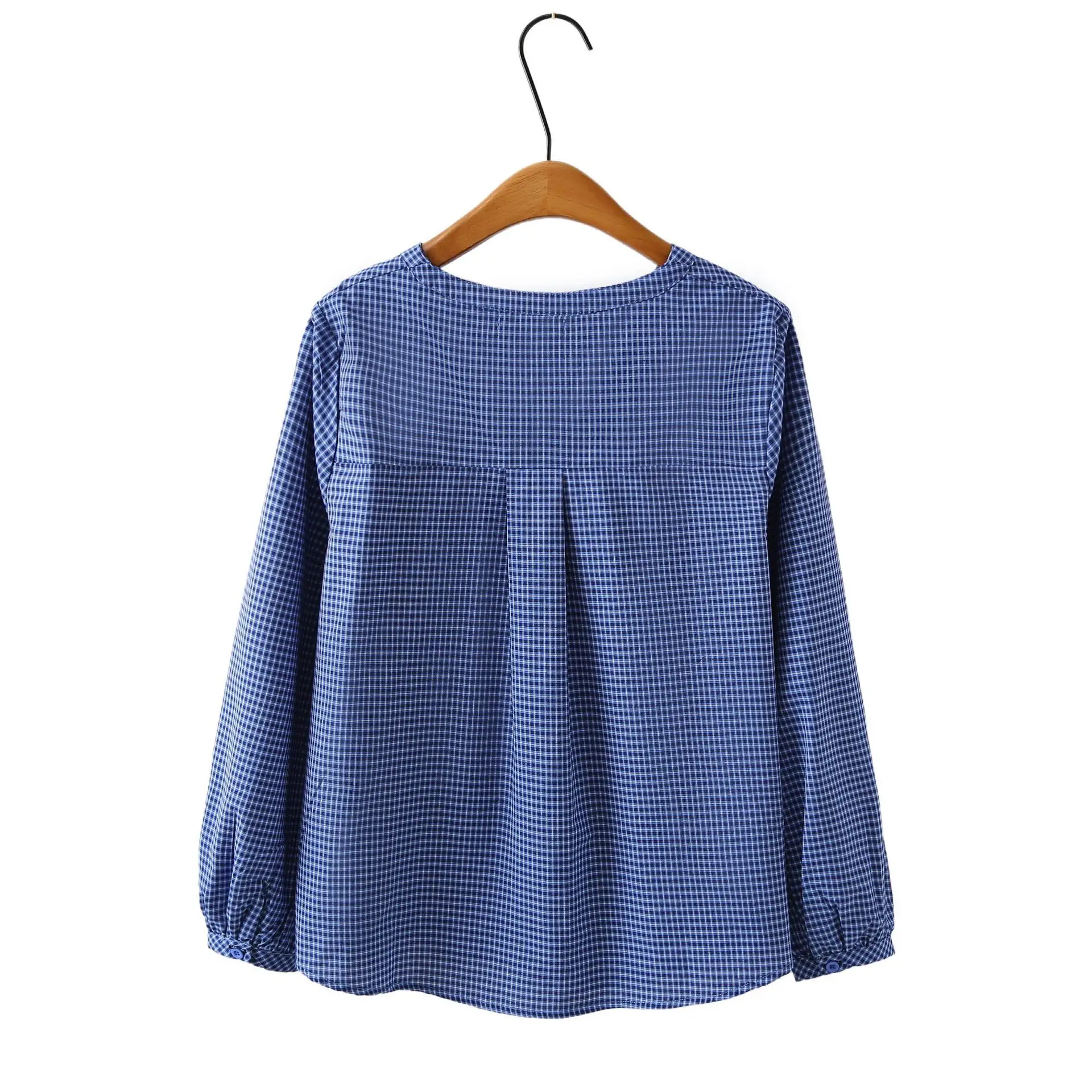 Fashion Plus Size Women's Blouses Autumn New Style British Style Long Sleeve Plaid Shirt 2585