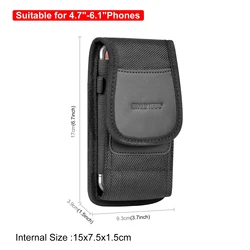 Adjustable Nylon Phone Pouch with Belt Clip - Multifunctional Holster Case (Vertical XL)