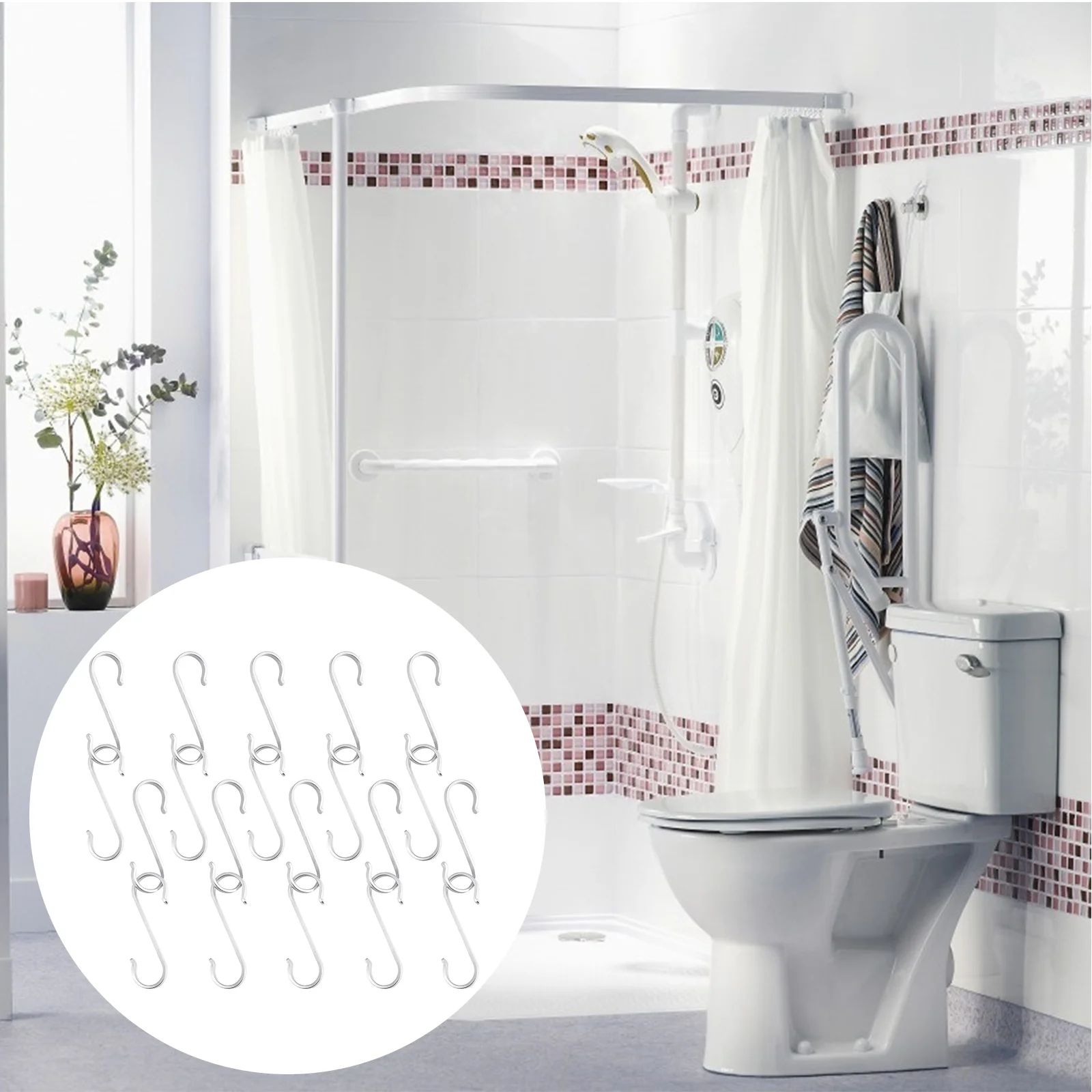

20 Pcs Hook Household Metal Shaped Hooks Shower Curtain Multifunctional Stainless Steel