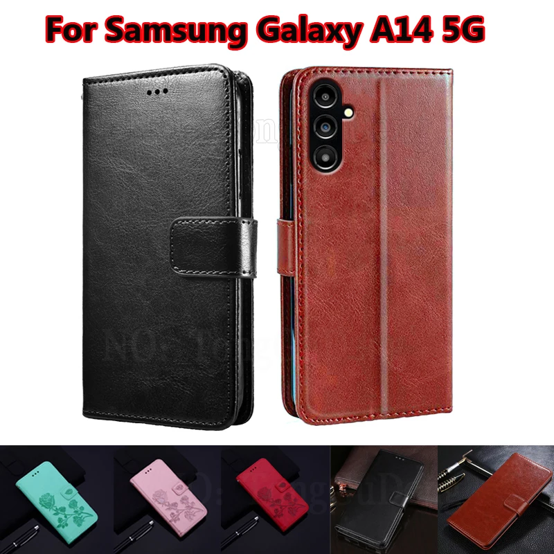 

Флип-чехол для Samsung Galaxy A14 5G Funda Coque Book Stand PU кожаный чехол-бумажник для Carcasa Samsung Galaxy A14 5G Mujer чехол
