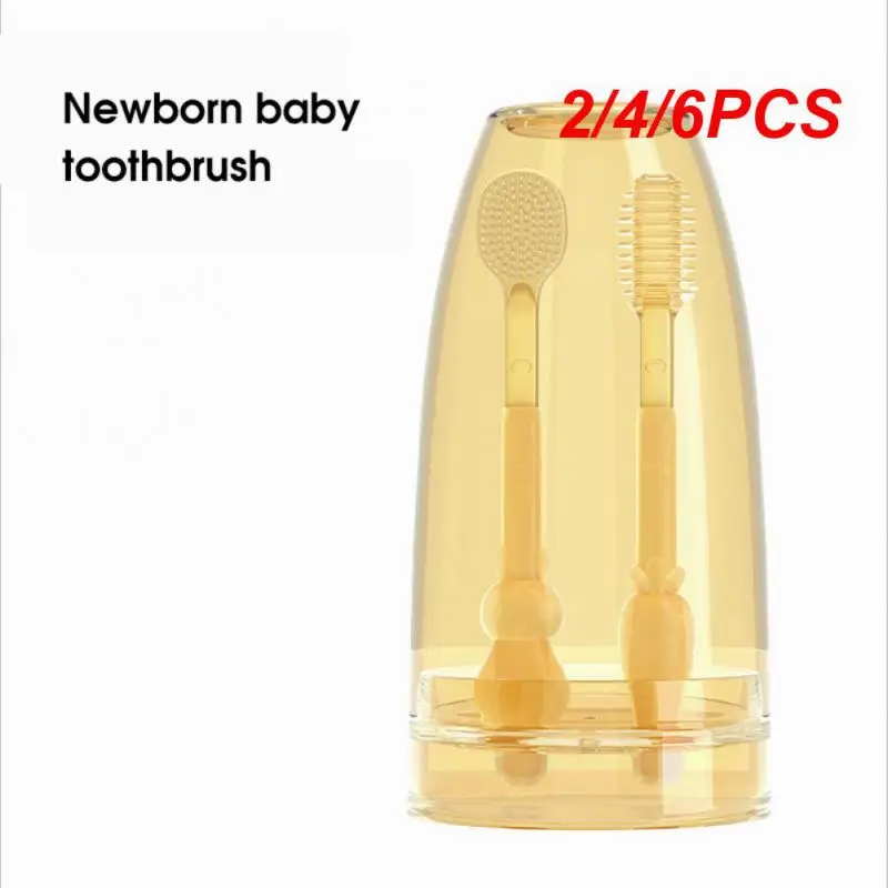 

2/4/6PCS Baby Toothbrush Silicone Tongue Brush Toddler Oral Cleaner Soft Bristles Deciduous Tongue Coating Cleaner Teeth Brush