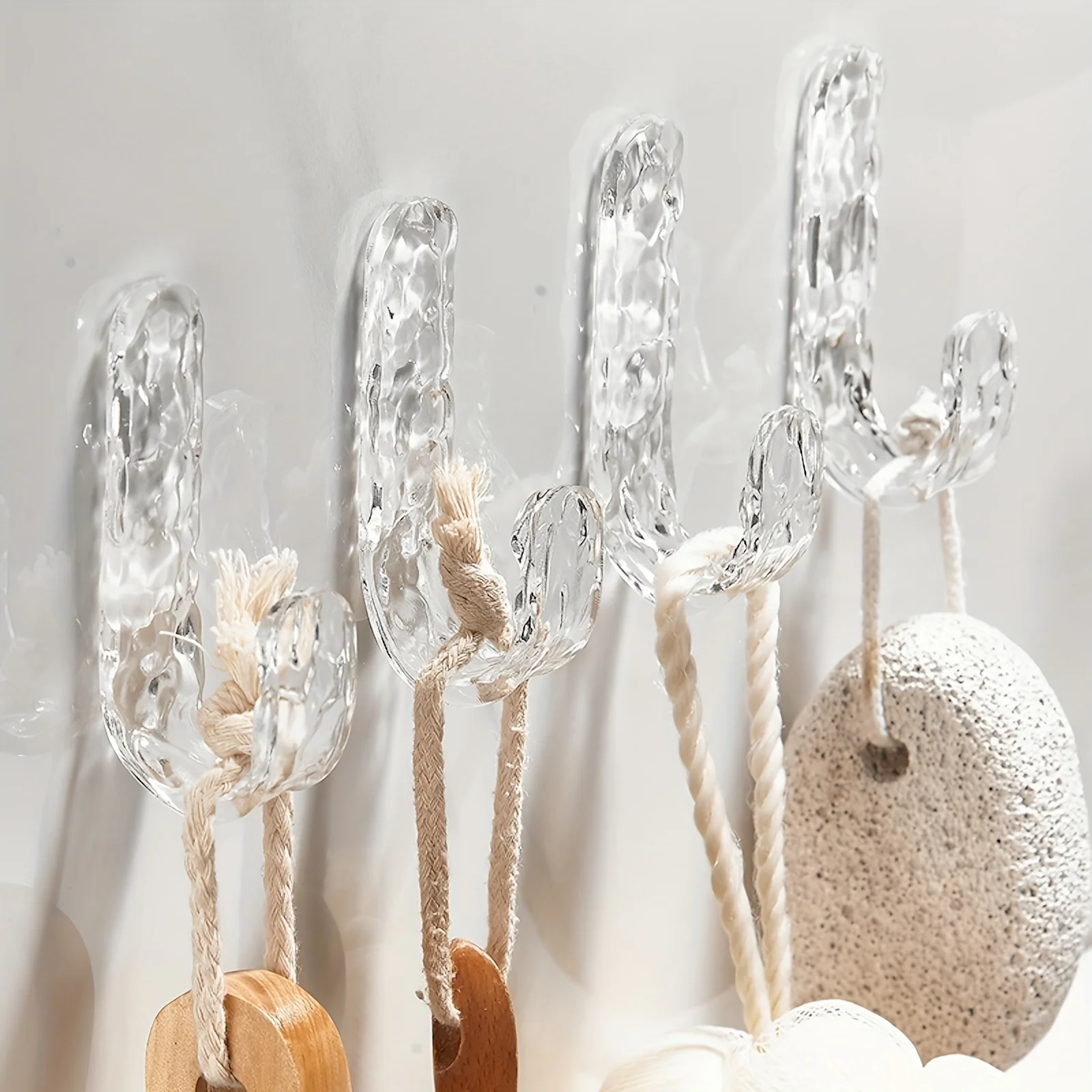 4/8/12Pcs Acrylic Diamond Wall Hook Tranparent Waterproof Adhesive Hooks For Hanging Towels Coats Home Bathroom Organizer