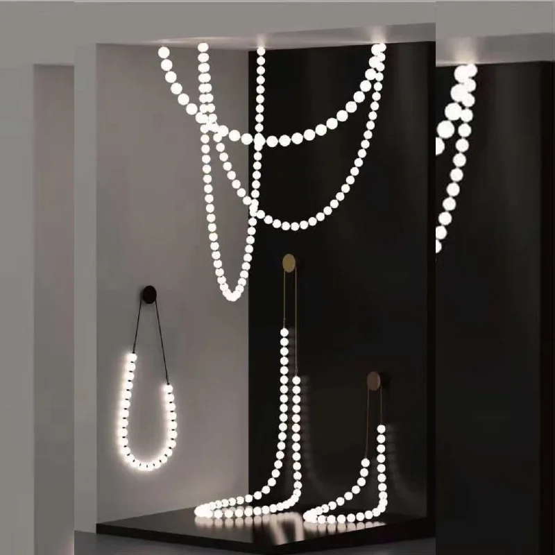Lucy's Necklace Postmodern LED Gold Chrome White Bubble Hanging Lamp Lustre Chandelier Indoor Lighting Fixture For Living Room