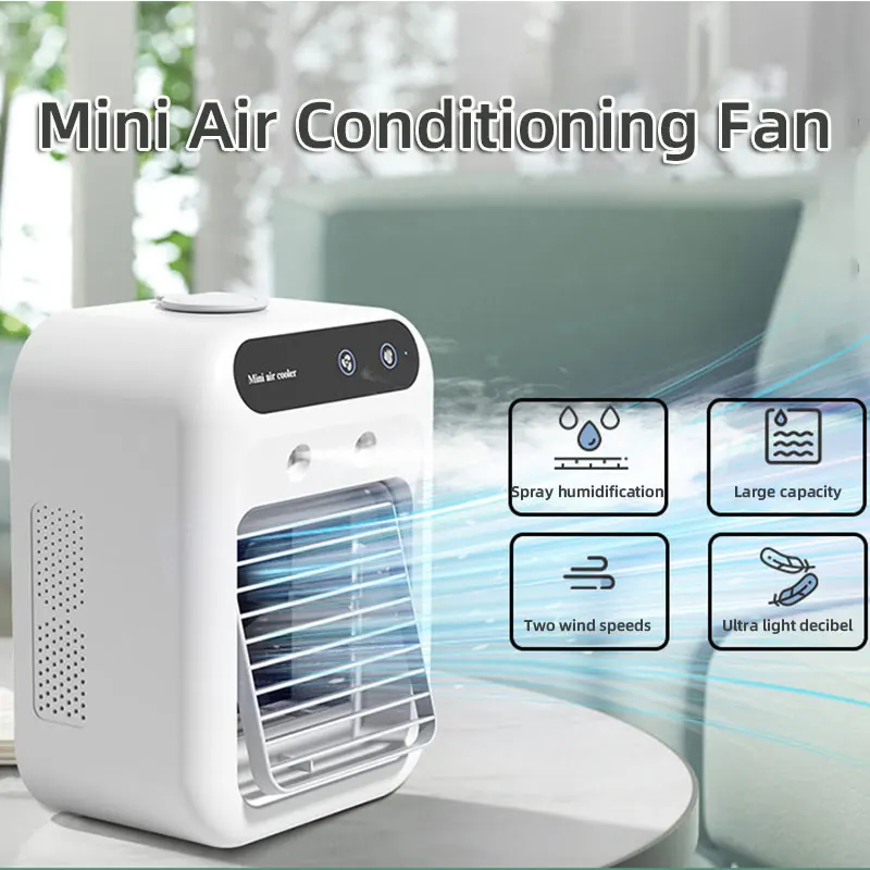 

Mini Small Air Conditioning Electric Fan USB Spray Humidification Desktop Outdoor Camping Wireless Portable Refrigeration Cooler
