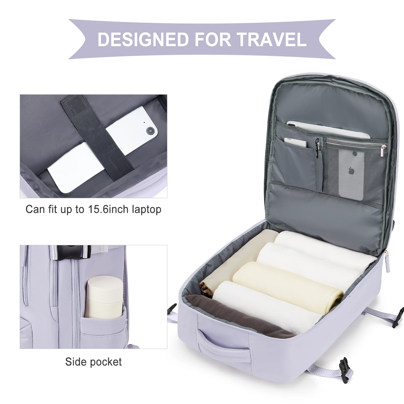 Women's Cabin Travel Backpack Laptop Bag Large Capacity Easyjet Carry-Ons 45x36x20 Backpack Ryanair 40x20x25 Water Resistant Bag 3