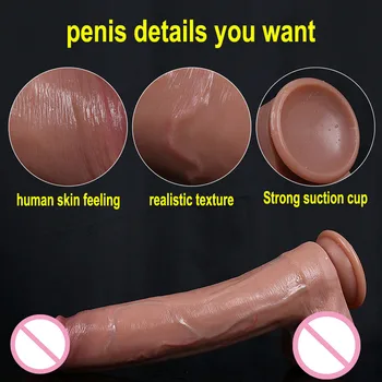 Soft Sexy Huge Dildo Skin Feeling Realistic Penis Sex Toys for Women Big Dicks Double Layersilicong  Suction Cup Anal stimulator 2