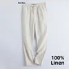 Loose Cotton Linen Men's Casual Pants Straight Leg Summer Spring High End Long Thin Comfortable Breathable Men's Trousers