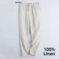 Loose Cotton Linen Men's Casual Pants Straight Leg Summer Spring High End Long Thin Comfortable Breathable Men's Trousers