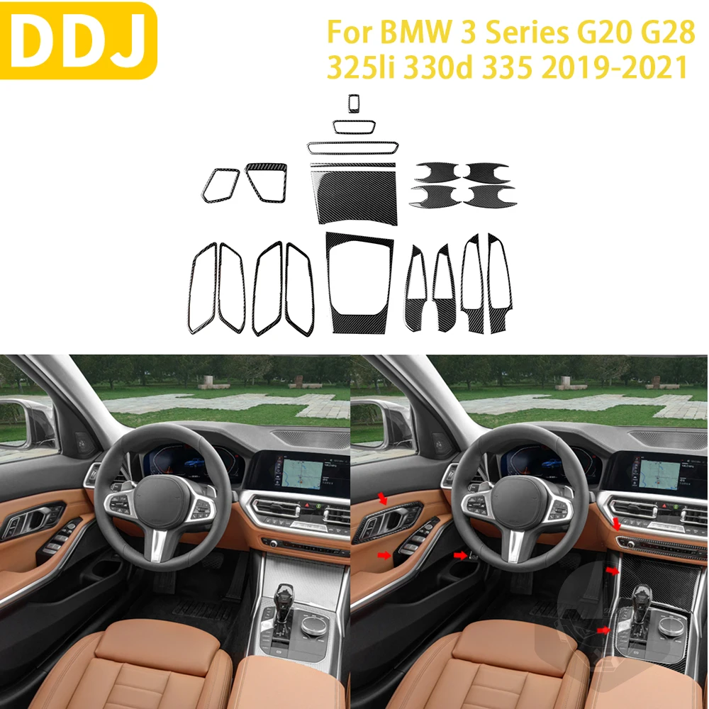 

For BMW 3 Series G20 G28 2019 2020 2021 2022 Accessories Carbon Fiber Car Interior Shift CD Lift Panel Trim Sticker