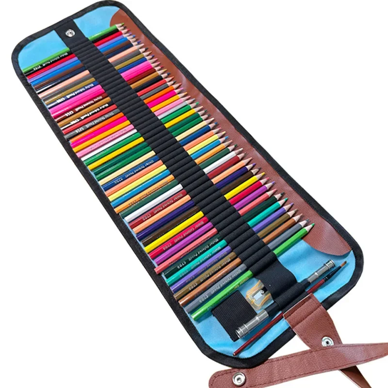 36/50/72색연필 세트(롤업 캔버스 케이스 포함) 성인용 색칠 공부, 그림, 스케치, 성인 및 어린이를 위한 예쁜 선물