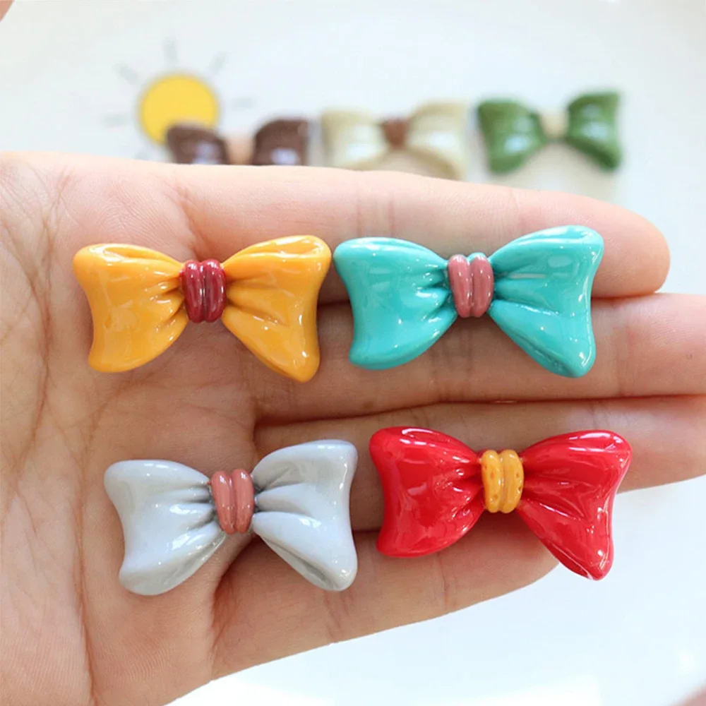 

10PCS Shiny 33x19mm Bow Tie Series Miniature Resin Flat Back Cabochons For Hairpin Scrapbooking DIY Home Decor Craft Accessories