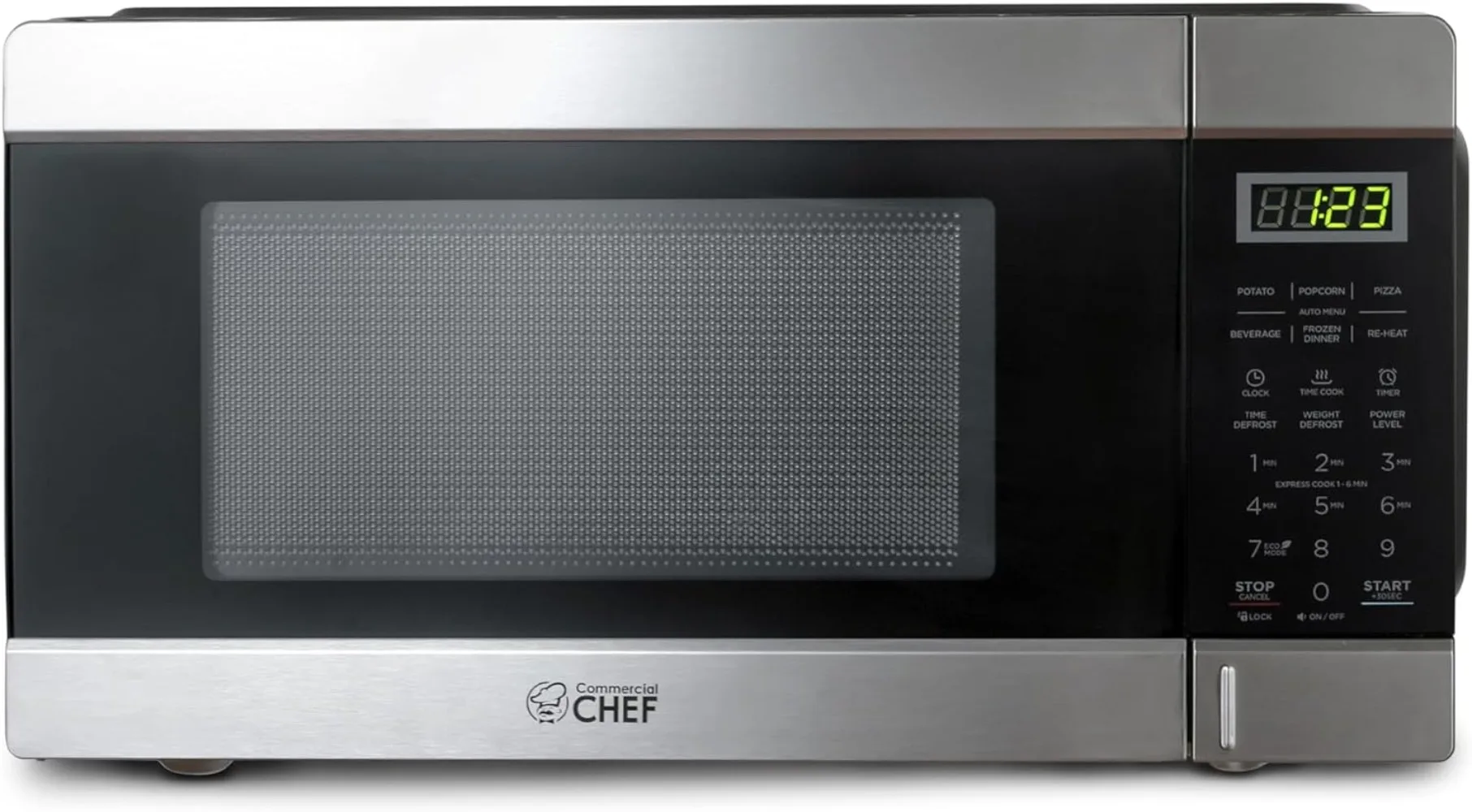 

COMMERCIAL CHEF 1.1 Cu Ft Microwave with 10 Power Levels, Small Microwave with Push Button, 1000W Countertop Microwave