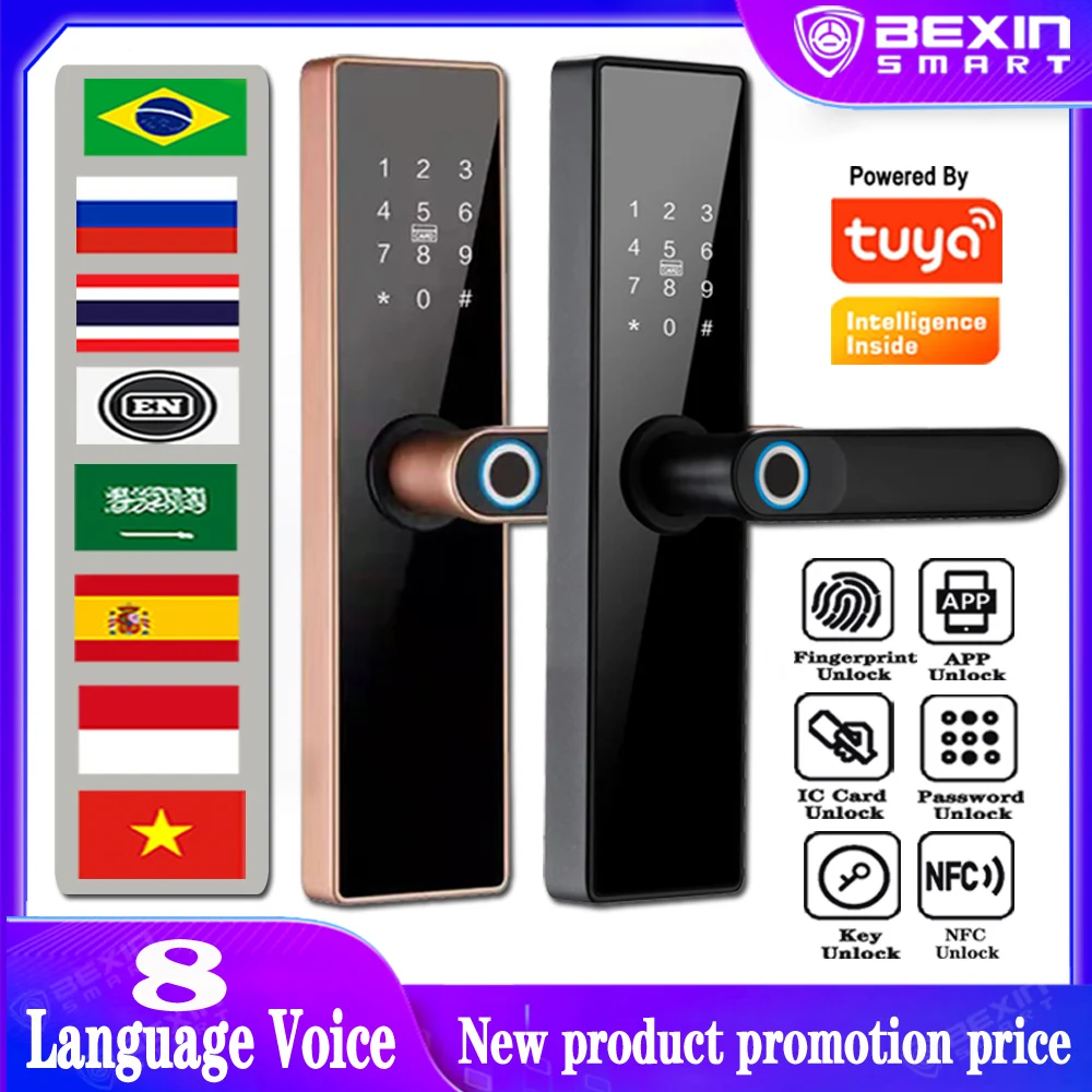 

Wholesale New Product Promotion Price Tuya WiFi biometric Fingerprint / Password / Key / Electronic Smart Door Lock