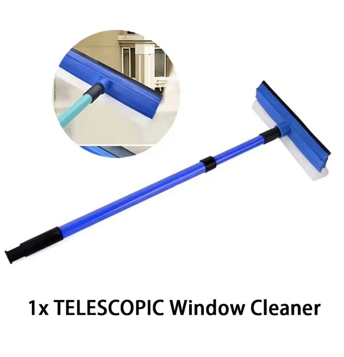 Window Cleaning Tool 2 In 1 Telescopic Glass Cleaner Wiper Long Handle Sponge Brush Mop Squeegee