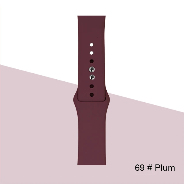 Silicone Strap For Apple Watch band 45mm 41mm 44mm 40mm 38mm 42mm Watchband Bracelet Correa For Iwatch Series 6 Se 5 4 3 7 Plum-color-69