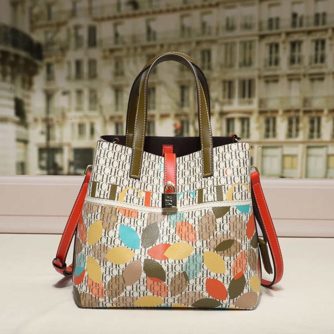 CILMI HARVILL CHHC Winter New Women's Bucket Bag Handheld Metal Lock High Quality Travel Banquet Exquisite Pattern