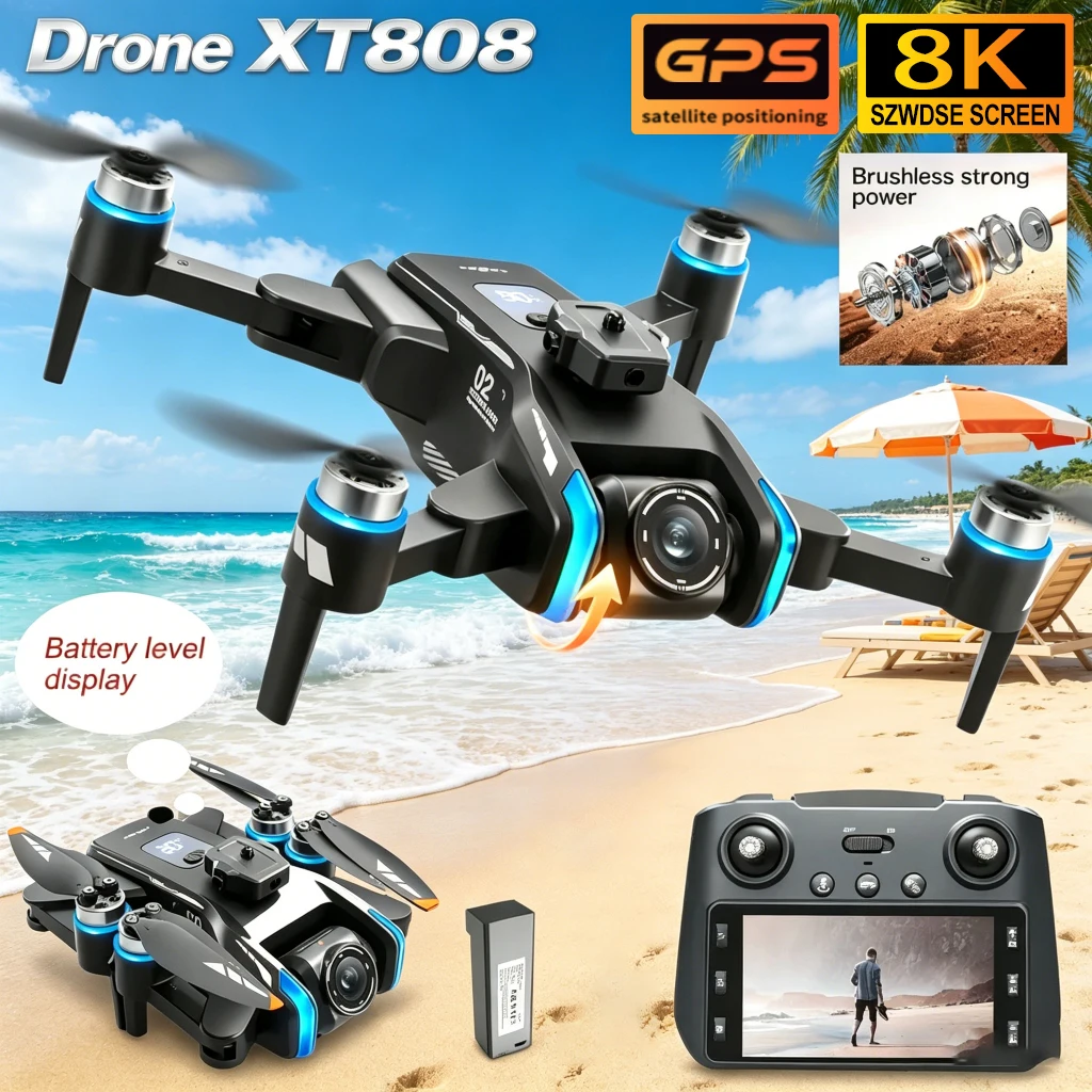 Drone GPS XT808 Noir 5G 4K HD Moteur Brushless Pliable