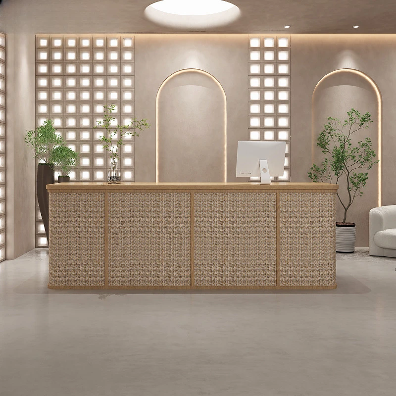Modern Business Counter Reception Desks Front Desk Wooden Cashier Reception Desks Simple Design Office Furniture Receptie LLRD