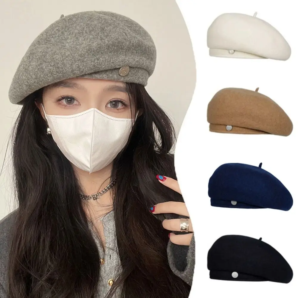

Warm Wool Berets Fashion Artist Winter Wool Felt Hat Elegant French Painter Hat Women