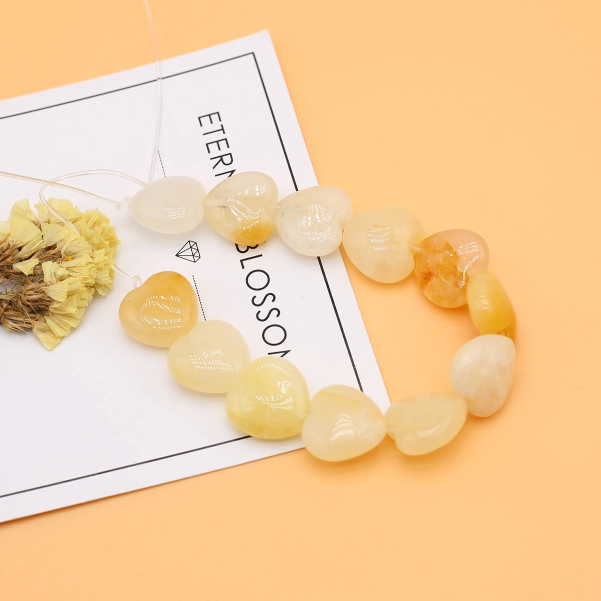 

Peach Heart Beads Natural Stone Topaz DIY Handmade Beaded Jewelry Loose Beads Bracelet Accessories Size 1.6*1.6cm