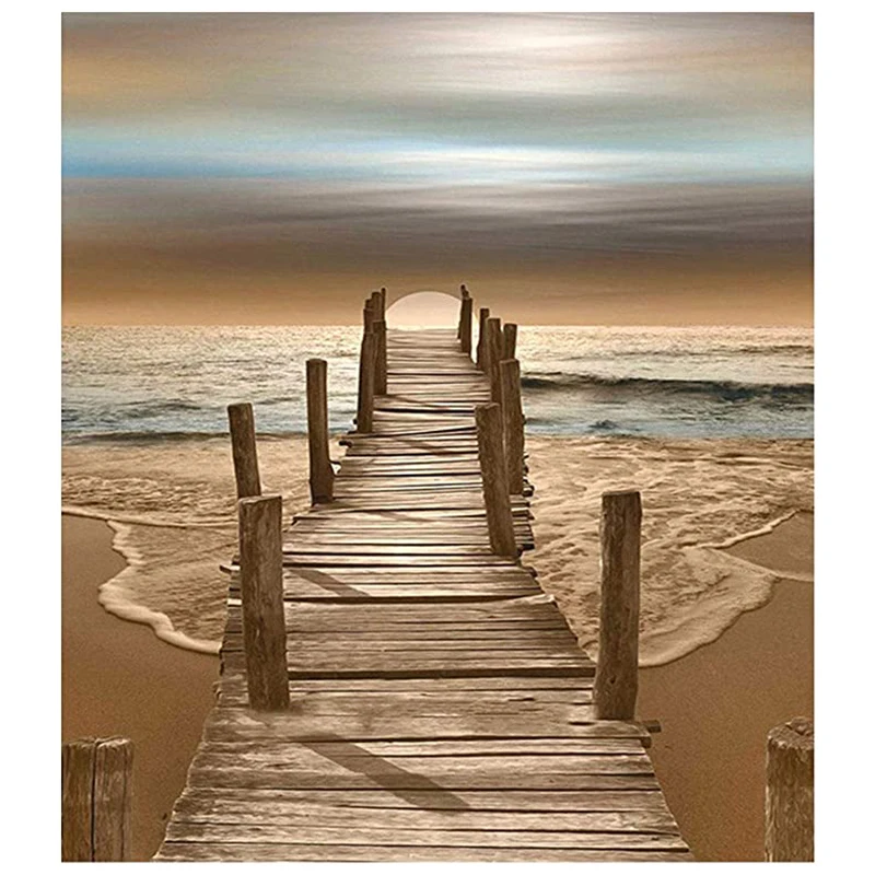 

AB Colorful Full Round Square Diamond Embroidery Painting Frame Seaside Sunset Landscape For Kids Adult Home Decoration Gift