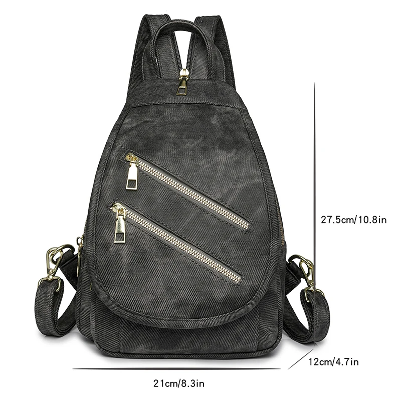 Ladies' large capacity backpack with adjustable shoulder straps, multi pocket design, chest bag, single shoulder diagonal cross