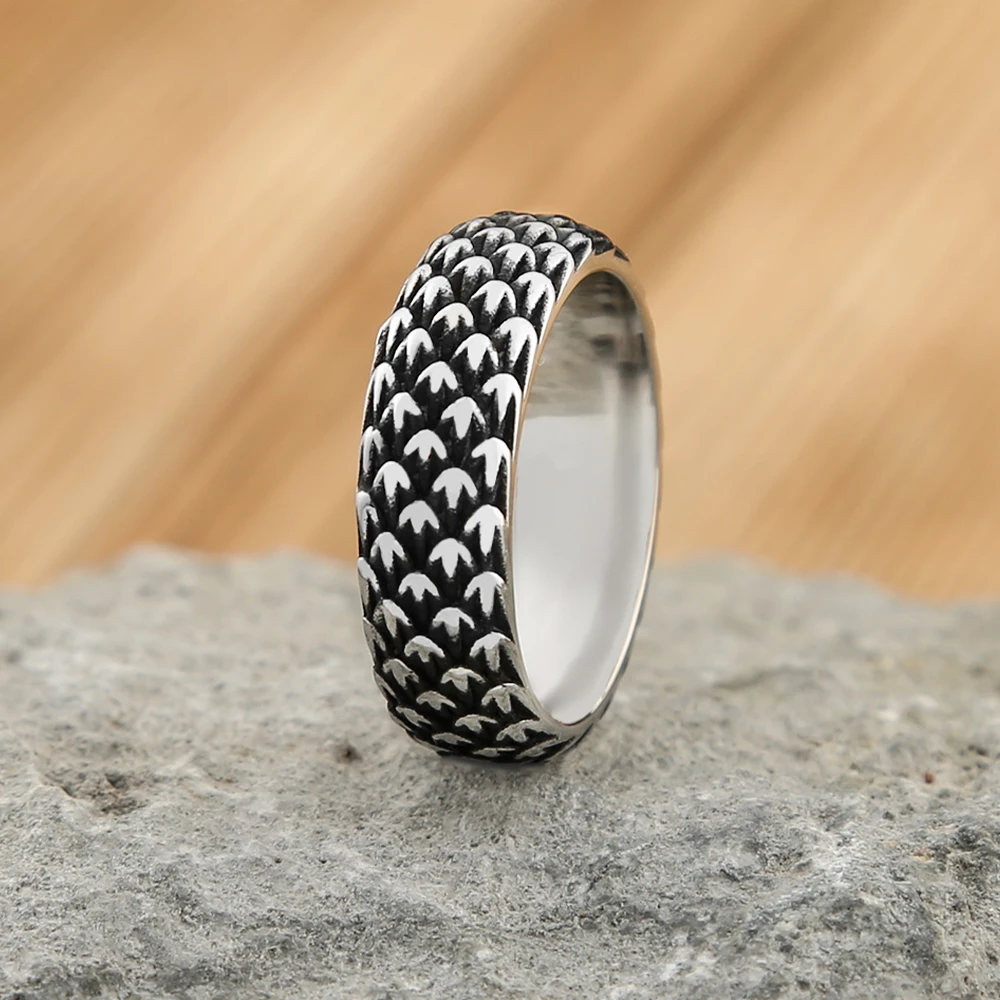Mode einfache Wikinger Drachens chuppen Ring Edelstahl Gothic Biker Nordic Amulett Ringe für Männer Frauen Paar Schmuck Geschenke