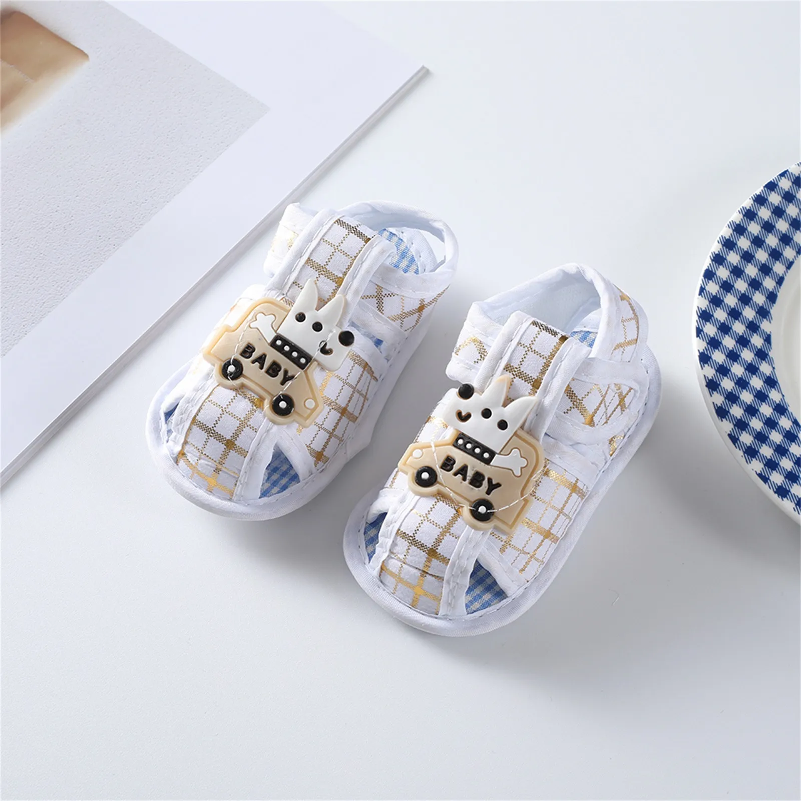 0-18M Summer Newborn Baby Sandals Cartoon Girl Boy Shoes First Walkers Infant Toddler Baby Shoes Anti-slip Flats Soft Prewalkers